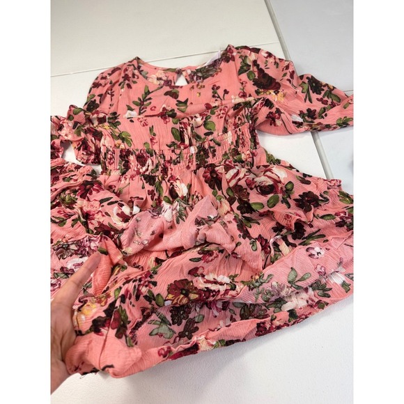 Bluiyv Young Contemporary Romper Dress‎ Pink Floral Long Sleeve Small - Picture 9 of 11